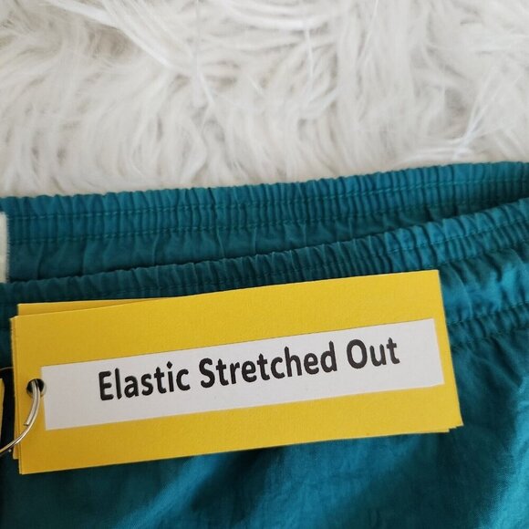 Vtg 80-90s OP Ocean Pacific Swim Trunks Shorts M Surf Spellout‎ Turquoise Flaw - Picture 4 of 12